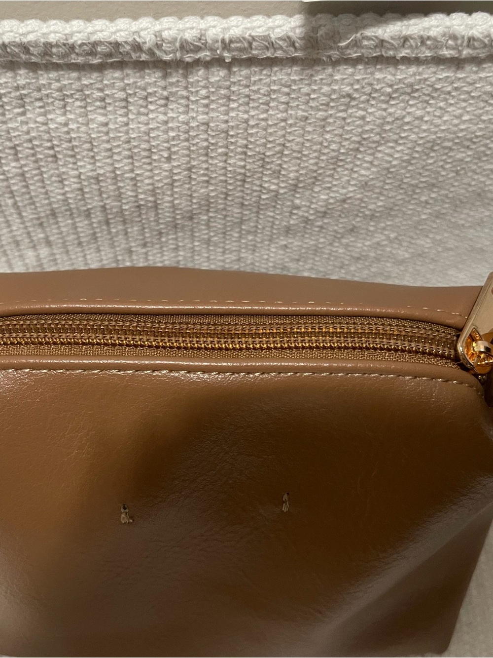 Anthropologie Tan Brown Zip Cosmetic Pouch